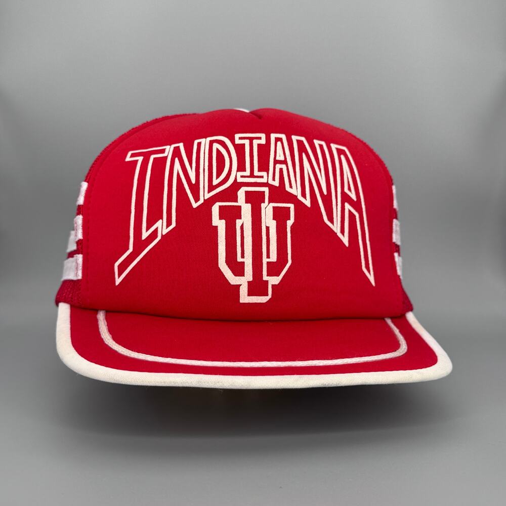 vtg '80s Indiana University Hoosiers Three Stripe puff paint hat